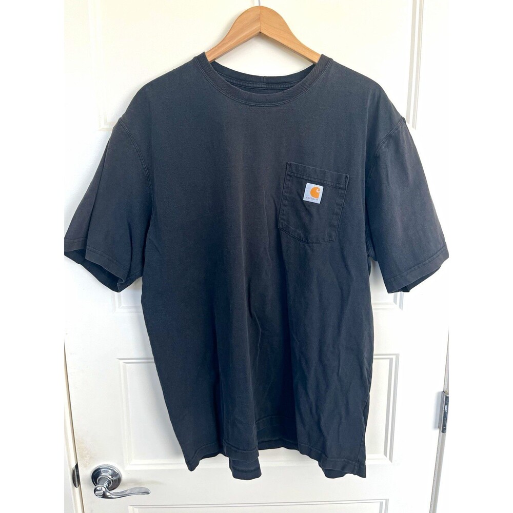 Carhartt Men's Black Pocket Logo Crew Neck Short Sleeve Cotton Knit Tee XL